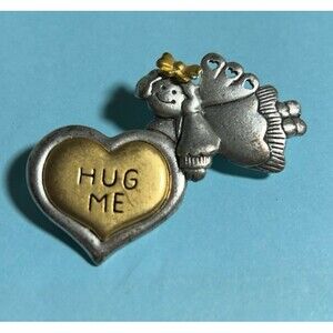 Angel HUG ME Heart brooch or lapel pin by AJMC